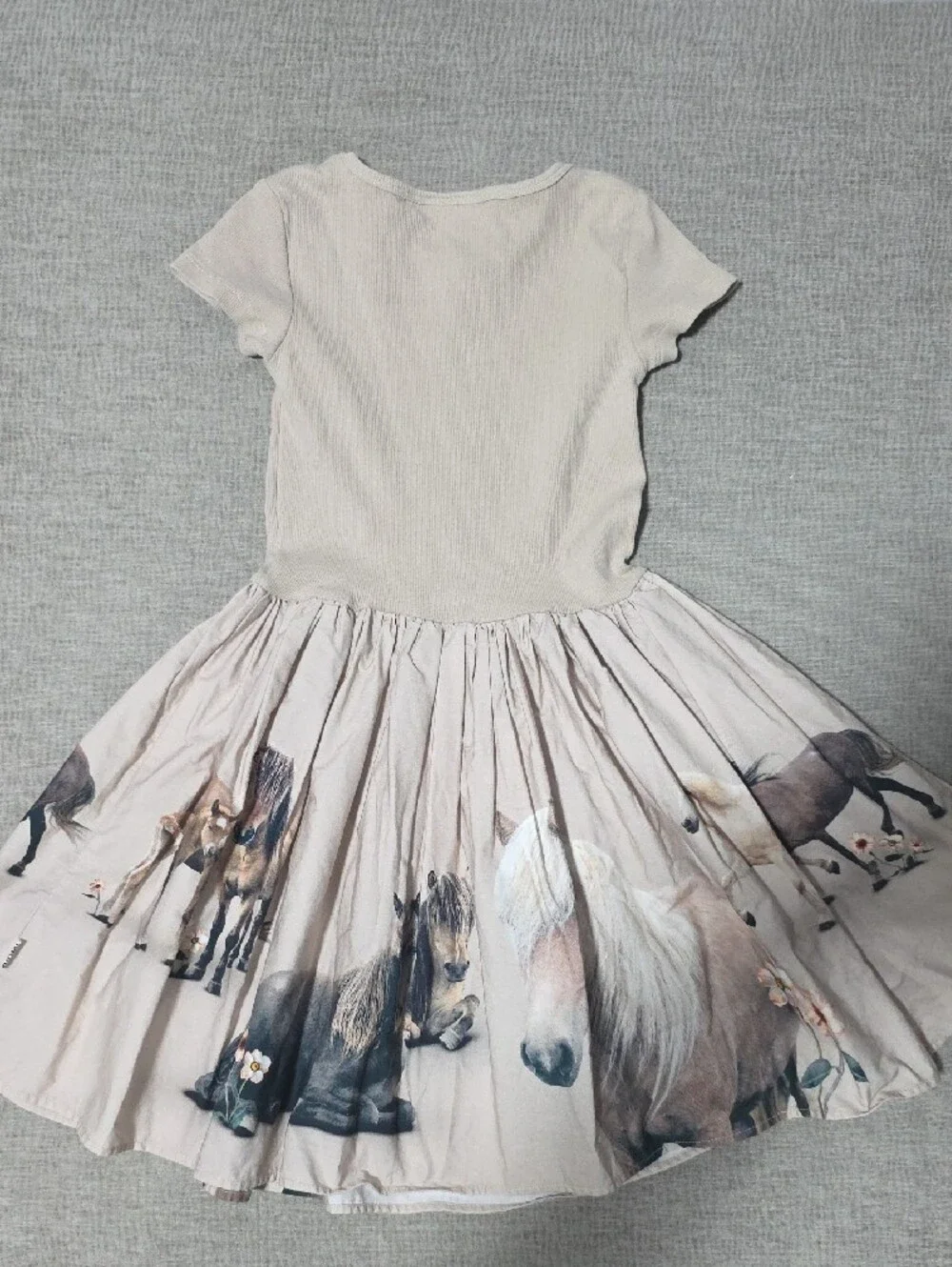 Molo Beige Horse Print Casual Girls Dress